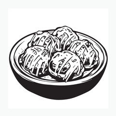 hand drawn vector illustration of takoyaki food
