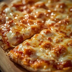 Extreme macro shot of a cheese-stuffed pizza slice being pulled apart, molten cheese stretching in long strands, golden crispy crust, vibrant textures, warm ambient lighting, premium restaurant.