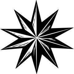 Intricate Woodcut Style Eight-Pointed Star Vector Icon. Perfect for New Year 2026, Holiday, and Decorative Projects.