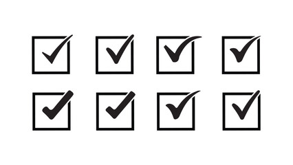 Black color check box, Check List doodle Design with isolated on a white background, yes and ok Sign symbol, 