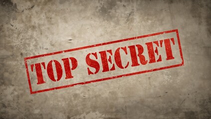 Displaying red TOP SECRET stamp, rectangular border slanted across aged paper, with creases, scuffs