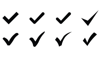 Black Check list Icon Design with isolated on a white background, Check mark Sign and Symbol, Vector illustration, 