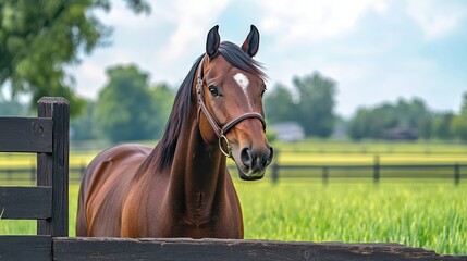 Obraz premium Majestic Quarter Horse Grazing Peacefully in the Meadow, A Captivating Portrait of Natural Beauty
