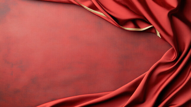 Red velvet fabric red texture fabric backdrop gold trim draped cloth velvet background textile