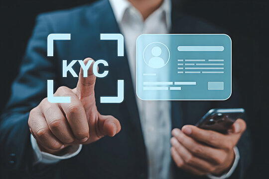 Kyc verification concept online digital identity check know your customer compliance and security process