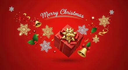 Fototapeta premium Merry christmas festive background with gift and decorations