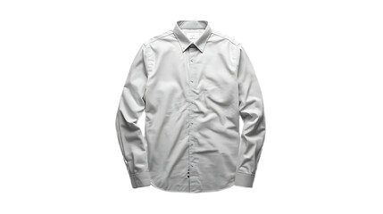 Classic white long sleeve dress shirt for men with collar and buttons isolated on transparent background