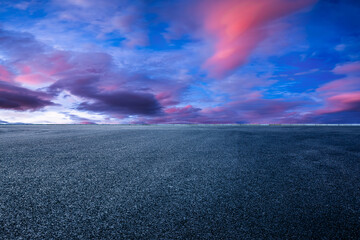 Empty asphalt road and beautiful sky clouds natural landscape at sunset