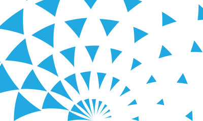 abstract geometric white and blue deco art print halftone arc sunbrust triangle pattern.