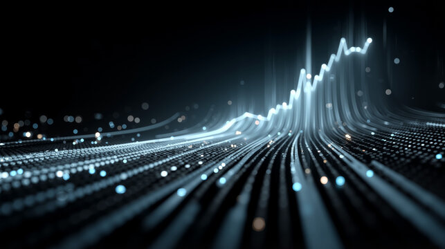 Financial growth represented by ascending blue lines in a dynamic visual display