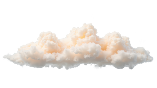 Fluffy cloud with soft texture and warm tones, creating serene and dreamy atmosphere. Ideal for backgrounds or artistic projects