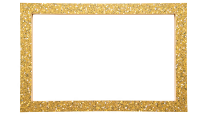 Decorative golden frame with glittery texture, perfect for showcasing artwork or photographs. This stylish frame adds touch of elegance to any