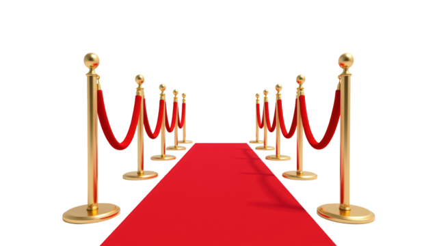 Red carpet velvet ropes golden stanchions event entrance celebrity event award ceremony luxury decor red carpet event glamorous setting VIP access