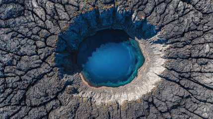 bird's eye view of boat dock with wooden slips and blue water