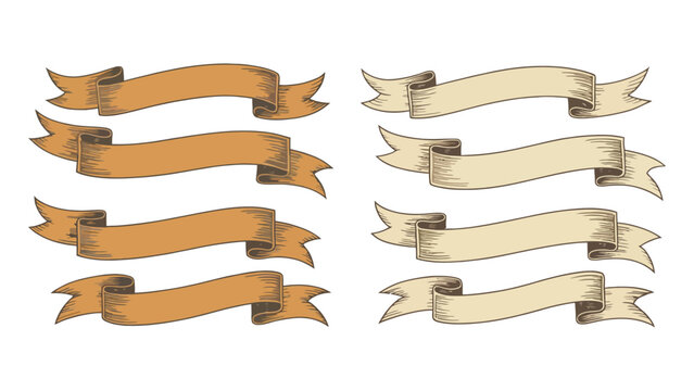 Collection of vintage style ribbon banners and scrolls for design and decoration