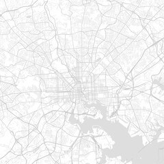 Fototapeta premium Baltimore City Map a clean white silhouette of a block is precisely placed on a dark ground its structure defined by fine linework and the subtle ghost of an underlying grid, emphasizing refined.