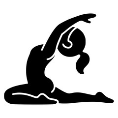 Serene Yoga Silhouette: A graceful silhouette of a woman in a yoga pose against a clean backdrop, illustrating the harmony of mind and body through the ancient practice of yoga.