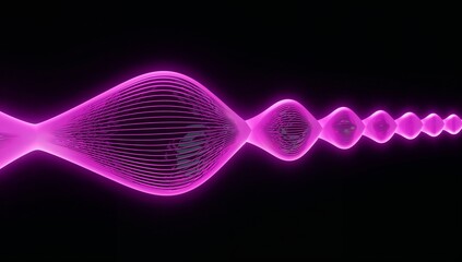 Displaying magenta waveform spanning black void, with parallel luminous strands and bulb nodes