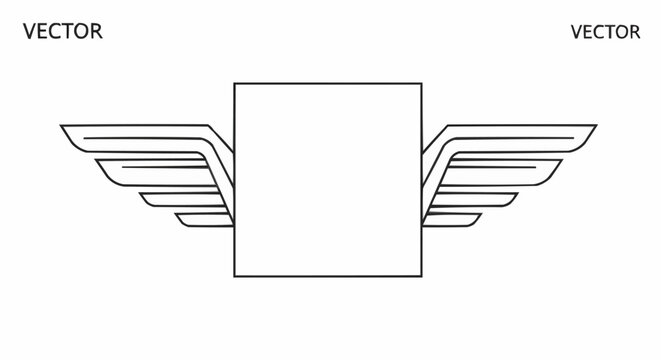 Blank Square Emblem with Stylized Wings.