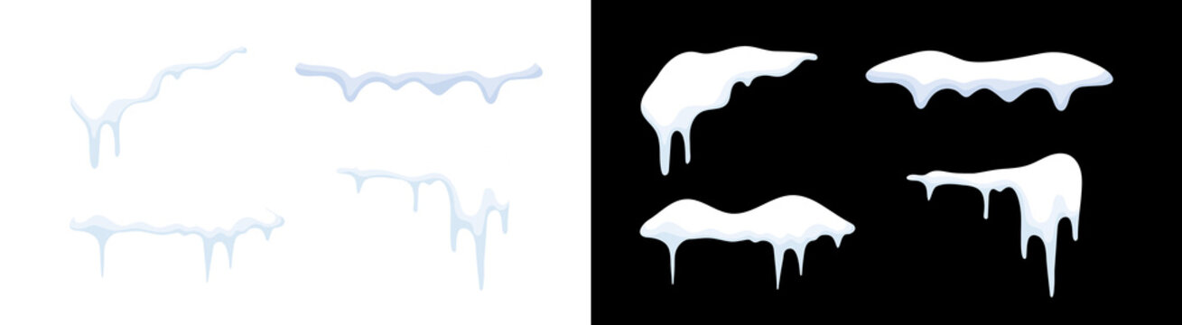 PNG image of&nbsp;Cartoon snow caps and icicles for winter holiday decorations and seasonal designs adding a festive touch to any creative project on transparent background