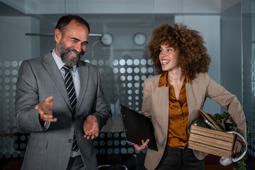 Business people celebrating a coworker leaving a job
