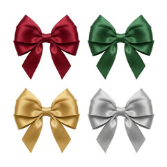 Four Ribbons on Transparent Background Festive Bows for Celebrations