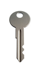 Metal key shiny surface close up view isolated on transparency background security access tool hardware key design simple object