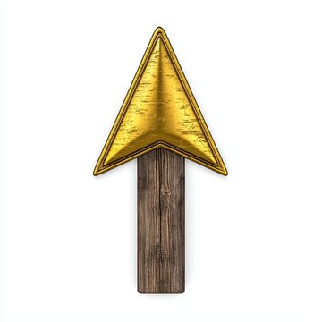 Golden Arrow on Wooden Post Upward Direction Graphic
