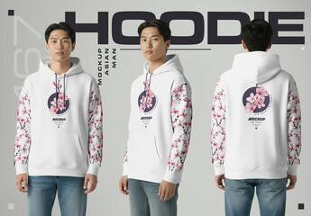 Men&rsquo;s Hoodie Mockup With Asian Model