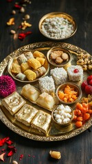 Pongal sweets in traditional brass plates .