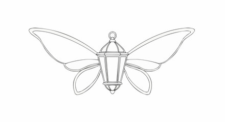 Intricate Line Art Illustration of a Butterfly Lantern.