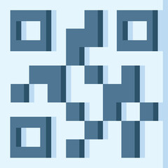 Close Up Of A Blue QR Code With A White Background And A Shadow Effect