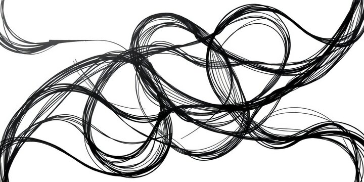 Intricate black marker lines forming abstract shapes; isolated on white,  dynamic,  vector
