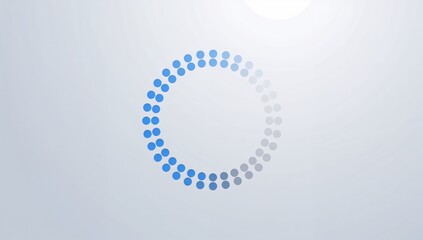 Rotating dotted ring displaying blue to gray progress on minimal digital canvas with glow
