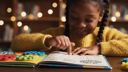 Child Engaged in Interactive Learning Activity with Educational Toys in Warm
