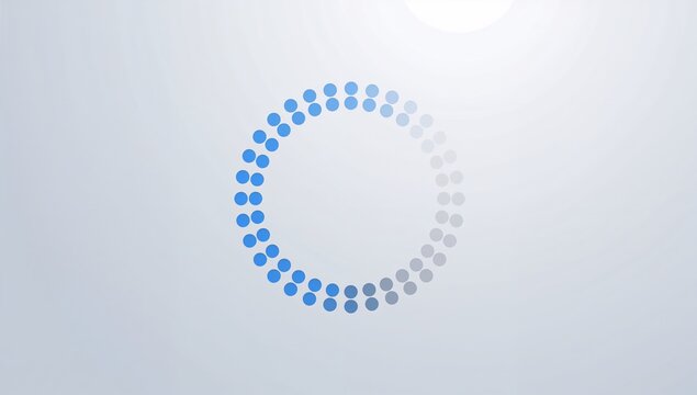 Rotating dotted ring displaying blue to gray progress on minimal digital canvas with glow - Powered by Adobe