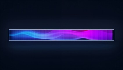 Glowing bar showing multicolor gradient on navy backdrop, featuring thin border and waveform lines