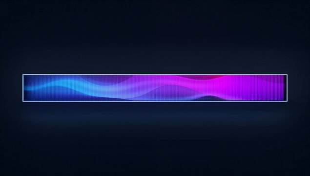 Glowing bar showing multicolor gradient on navy backdrop, featuring thin border and waveform lines