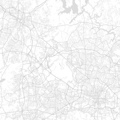 Raleigh and Durham , Research Triangle, North Carolina City Map a clean white cityscape blueprint reveals an elegant urban grid in subtle grey, emphasizing refined linework, with balanced composition.