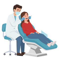 Dentist Performing a Dental Checkup on a Female Patient