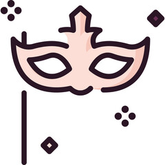 Elegant Venetian Mask on a Stick with Subtle Sparkles Against a Clean Background Representing Mystery and Celebration