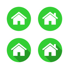 House icon with chimney. Real estate home symbol with long shadow