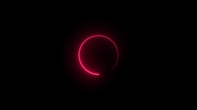 A vibrant, bright neon circle illuminates a dark, abstract background, hinting at digital advancement, technology, or a futuristic interface element with a smooth, continuous light effect.