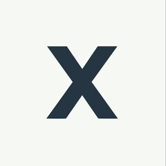 Obraz premium Single letter X symbol against plain white background, showing simple typography and design. Letter X in uppercase stands out clearly. Simple letter X can be used in graphic design.