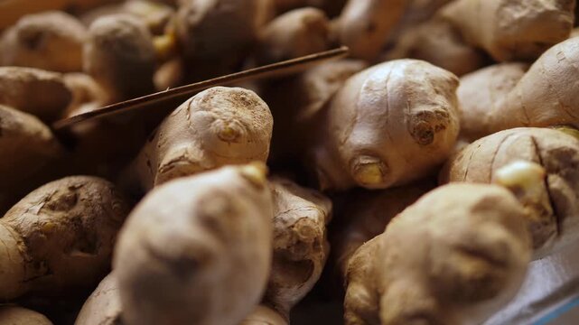 Fresh Ginger Displayed at an Italian Market