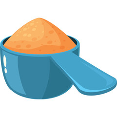 Blue Measuring Scoop Filled With Orange Powdered Substance Isolated On White Background With A Transparent Background