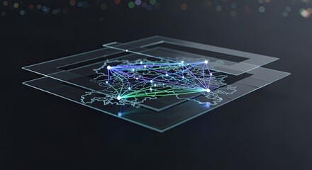 Explore global networks with this stunning futuristic map connecting locations, perfect for showcasing logistics, technology, and international business reach