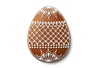 Decorated easter egg shaped gingerbread cookie with white icing