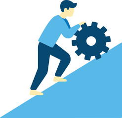 Person Pushing Gear Uphill Icon