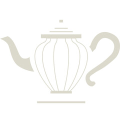 Classic Teapot Outline Isolated on Transparent Background Minimalist Line Art Beverage Container and Kitchen Utensil Simple Elegance in Beige Tones